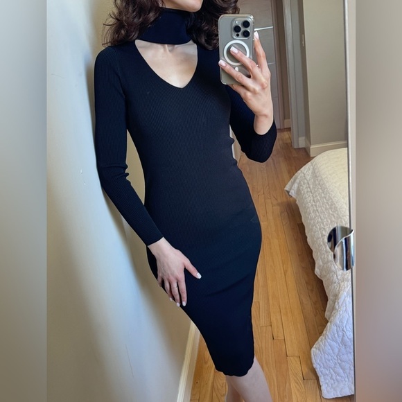 Zara Turtle Neck with V cutout Black Dress in XS - Picture 1 of 9